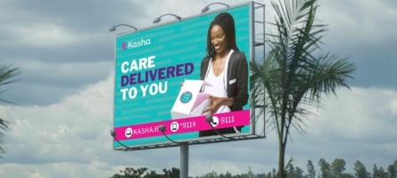 A picture of a billboard in Rwanda advertising Kasha products as “care delivered to you.” 